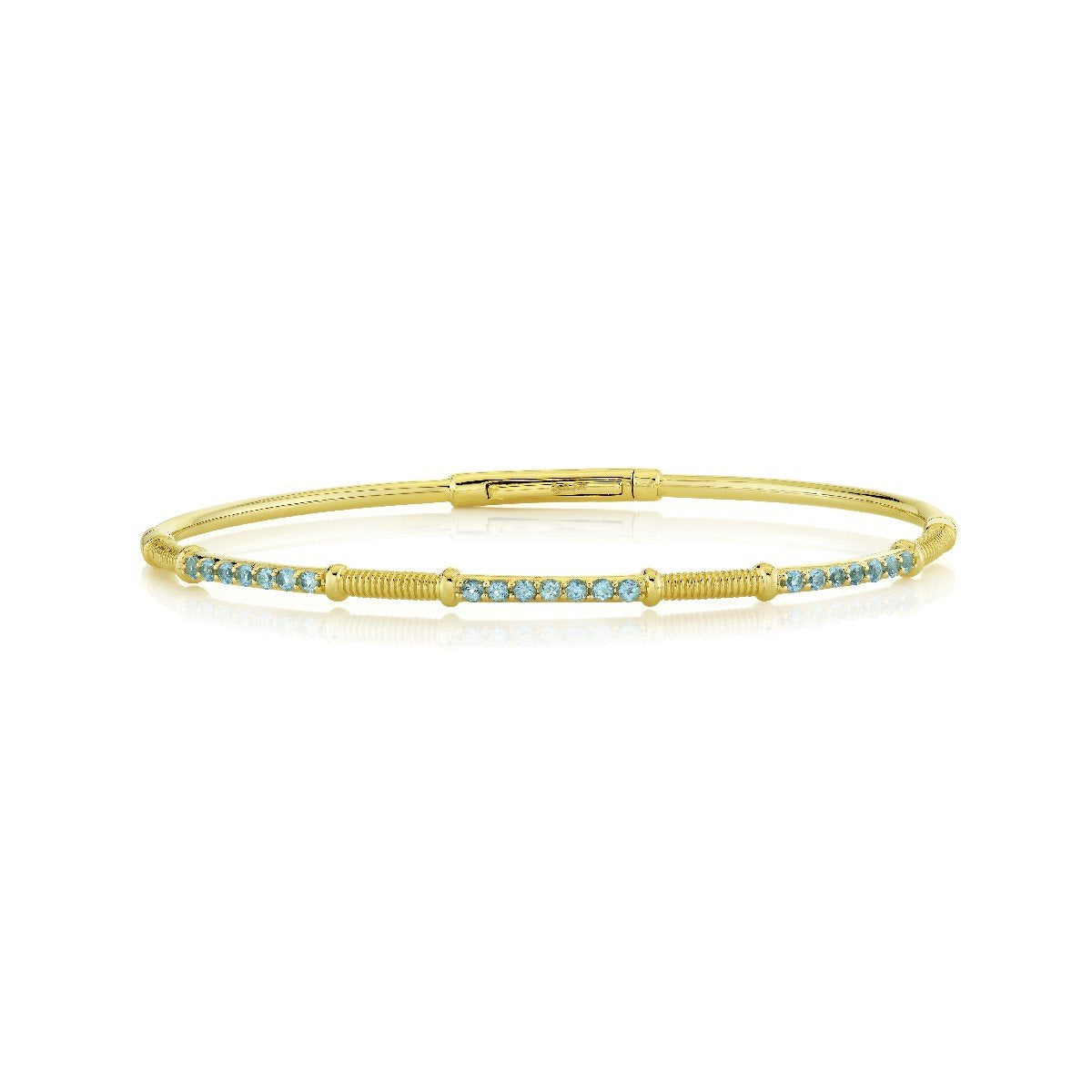 Swiss Blue Topaz Bracelet With Gold Strie Stations