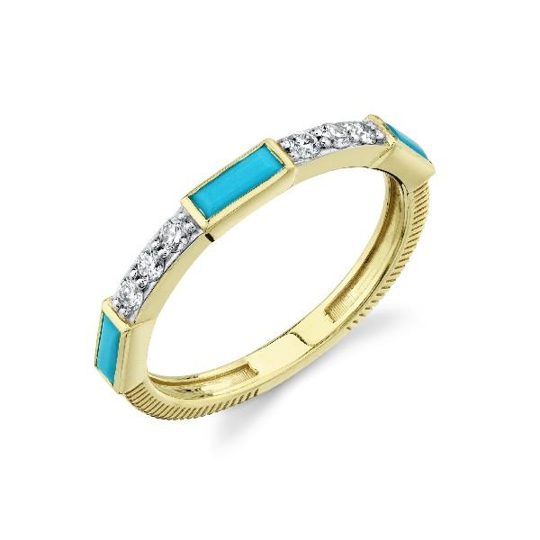 Turquoise Topaz Baguette & Diamond Band