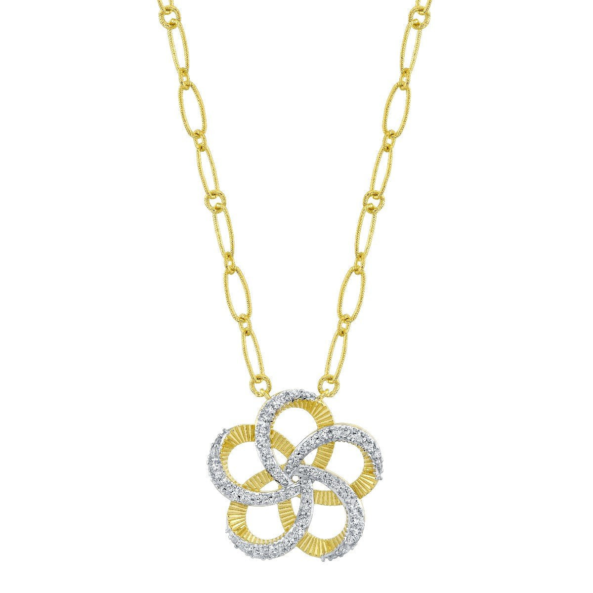 Diamond And Strie Flower Necklace