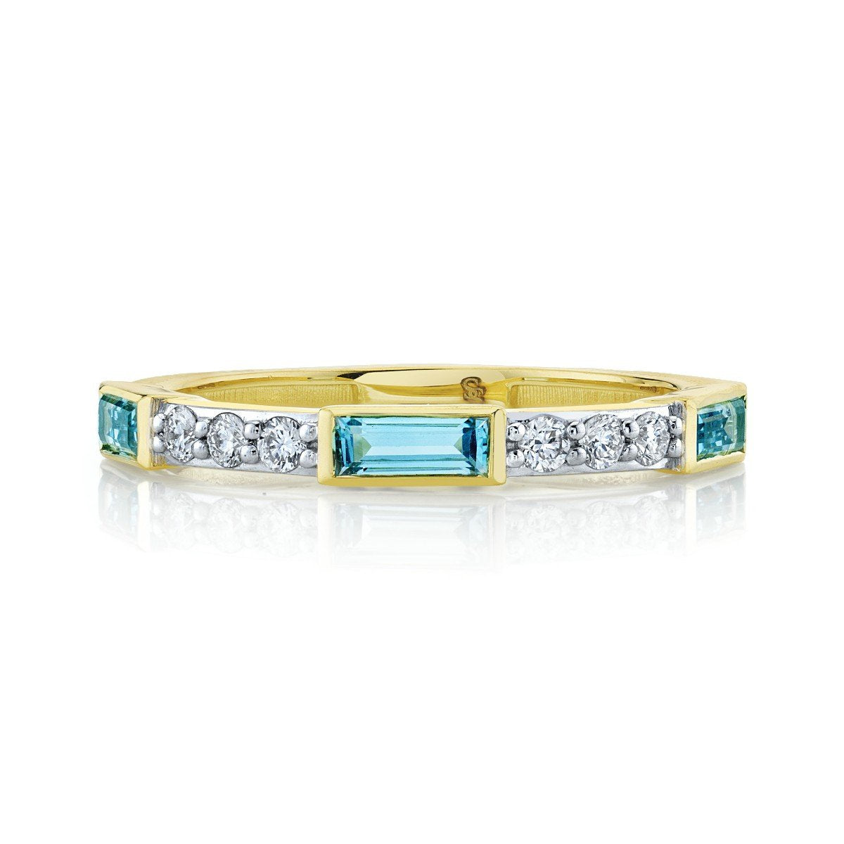 London Blue Topaz Baguette & Diamond Band