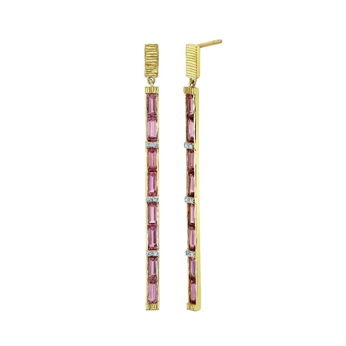 Pink Tourmaline Stick Earrings