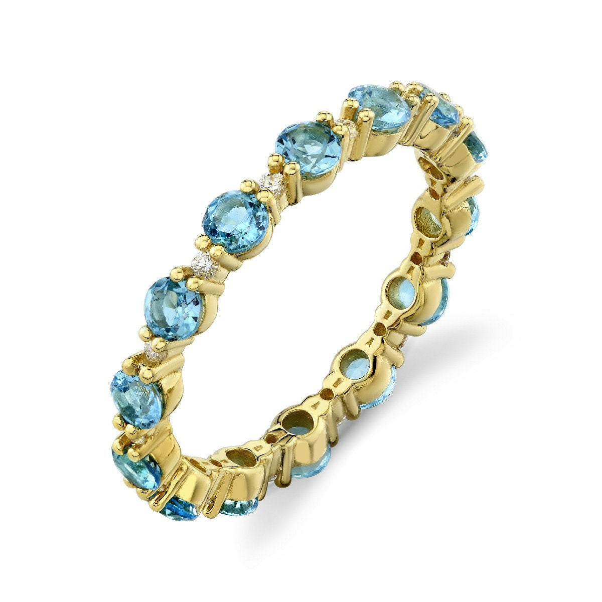 Swiss Blue Topaz & White Diamond Eternity Band