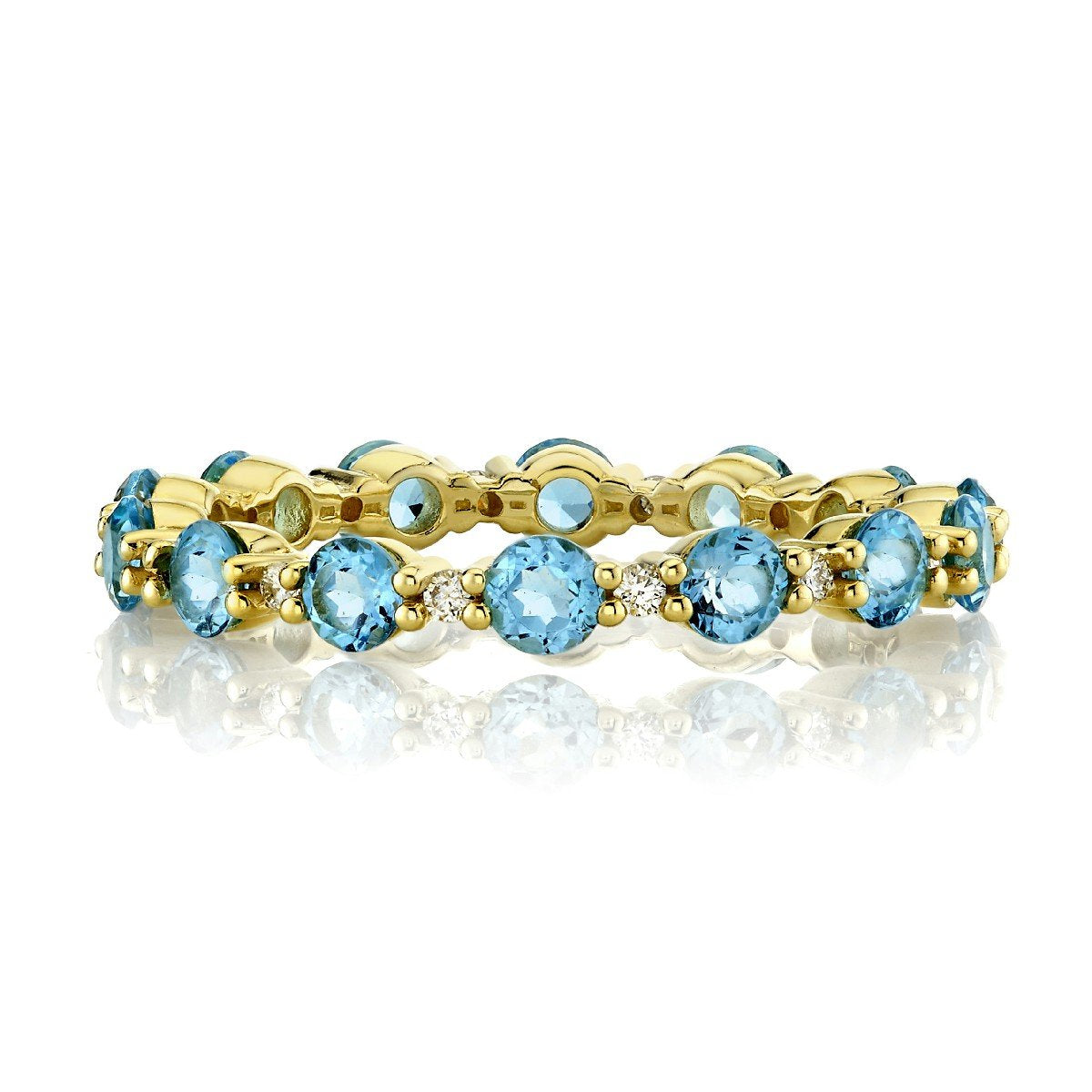 Swiss Blue Topaz & White Diamond Eternity Band