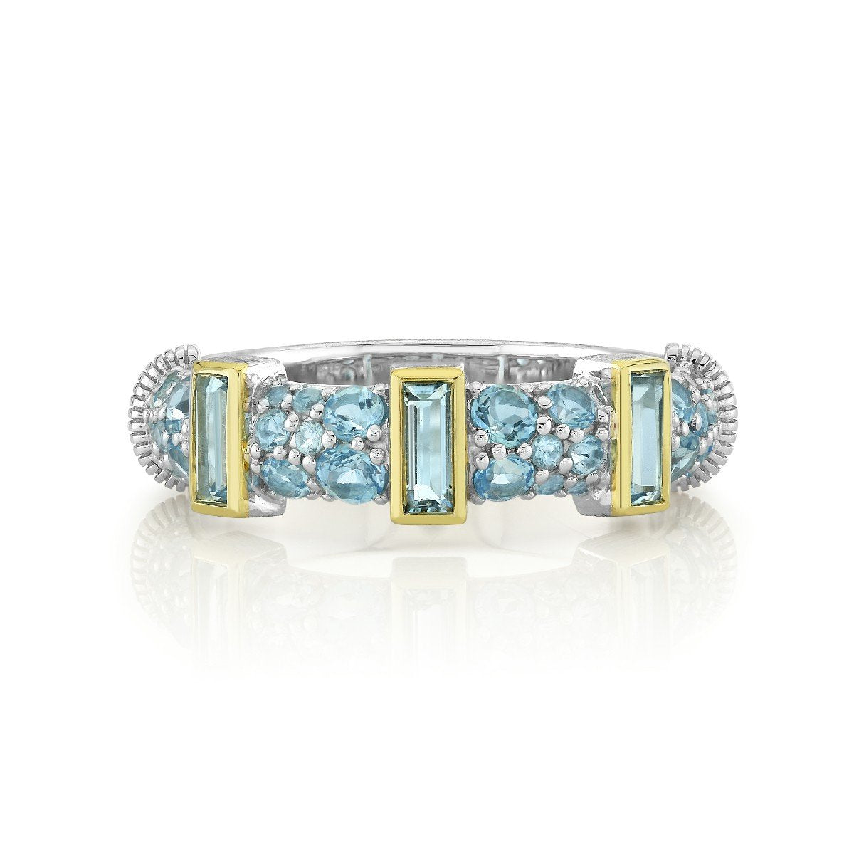 Mixed Metal Swiss Blue Topaz Baguette Band