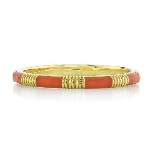 Orange Enamel Band With Strie Detail