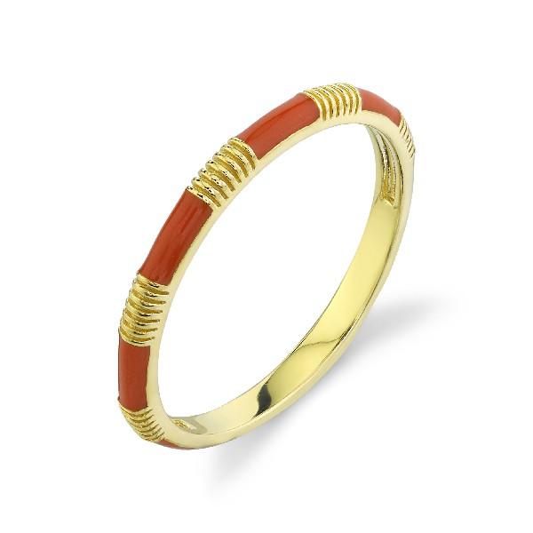 Orange Enamel Band With Strie Detail