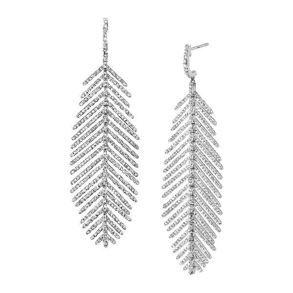 65mm Diamond Feather Earrings