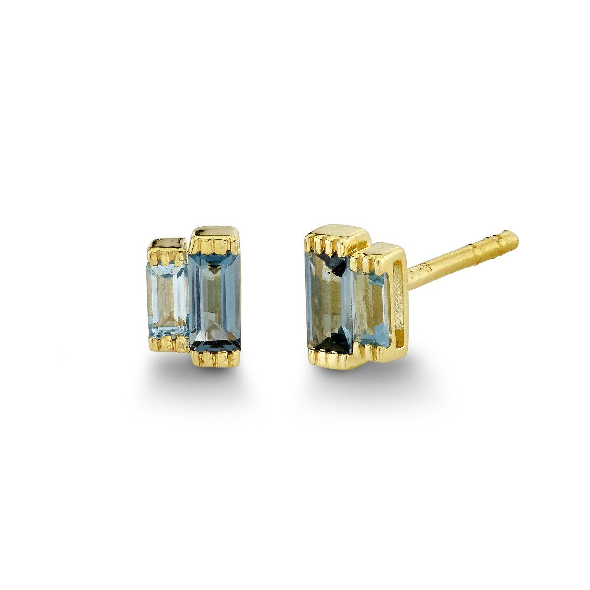 Blue Topaz Baguette Studs