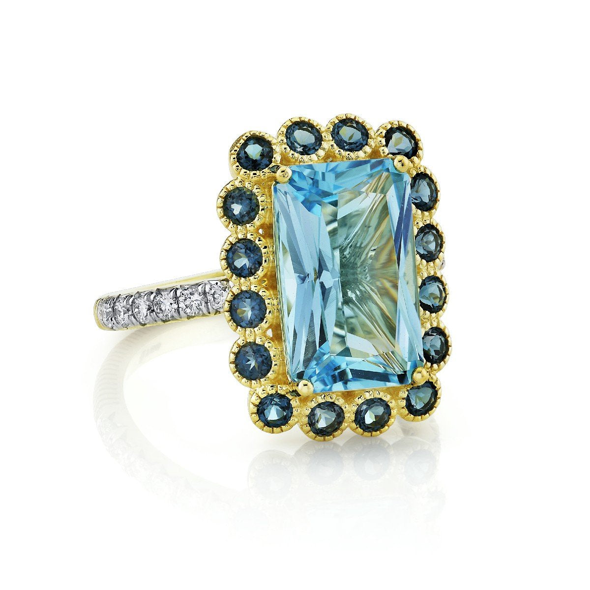 Sky Blue Topaz Ring With London Blue Topaz And Diamonds