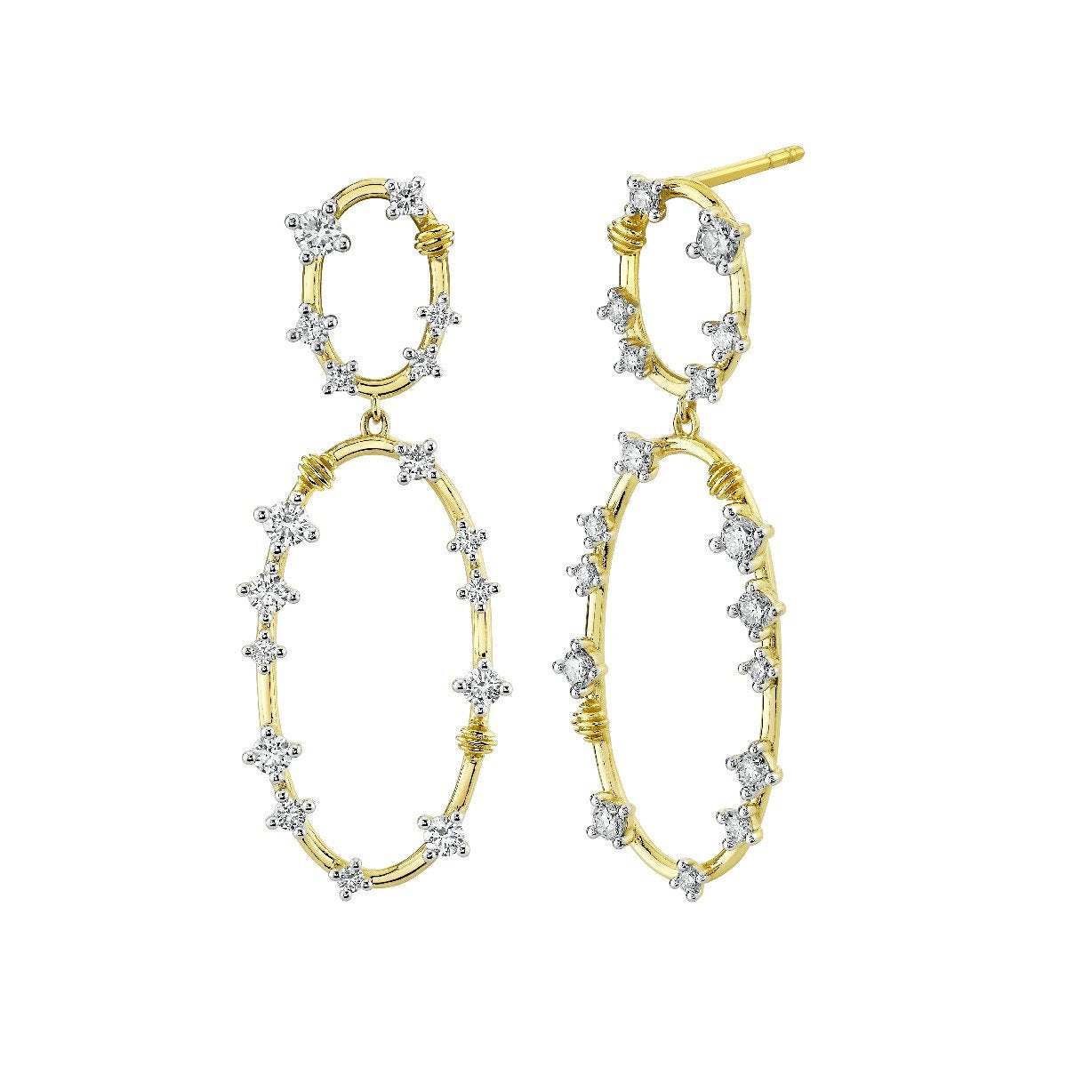 Double Oval Diamond Confetti Drop Earrings