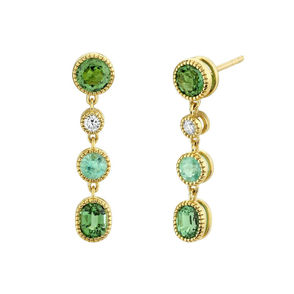 Tourmaline And Diamond Drop Earrings