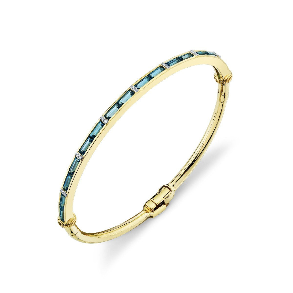 London Blue Topaz Baguette Bracelet With Diamonds
