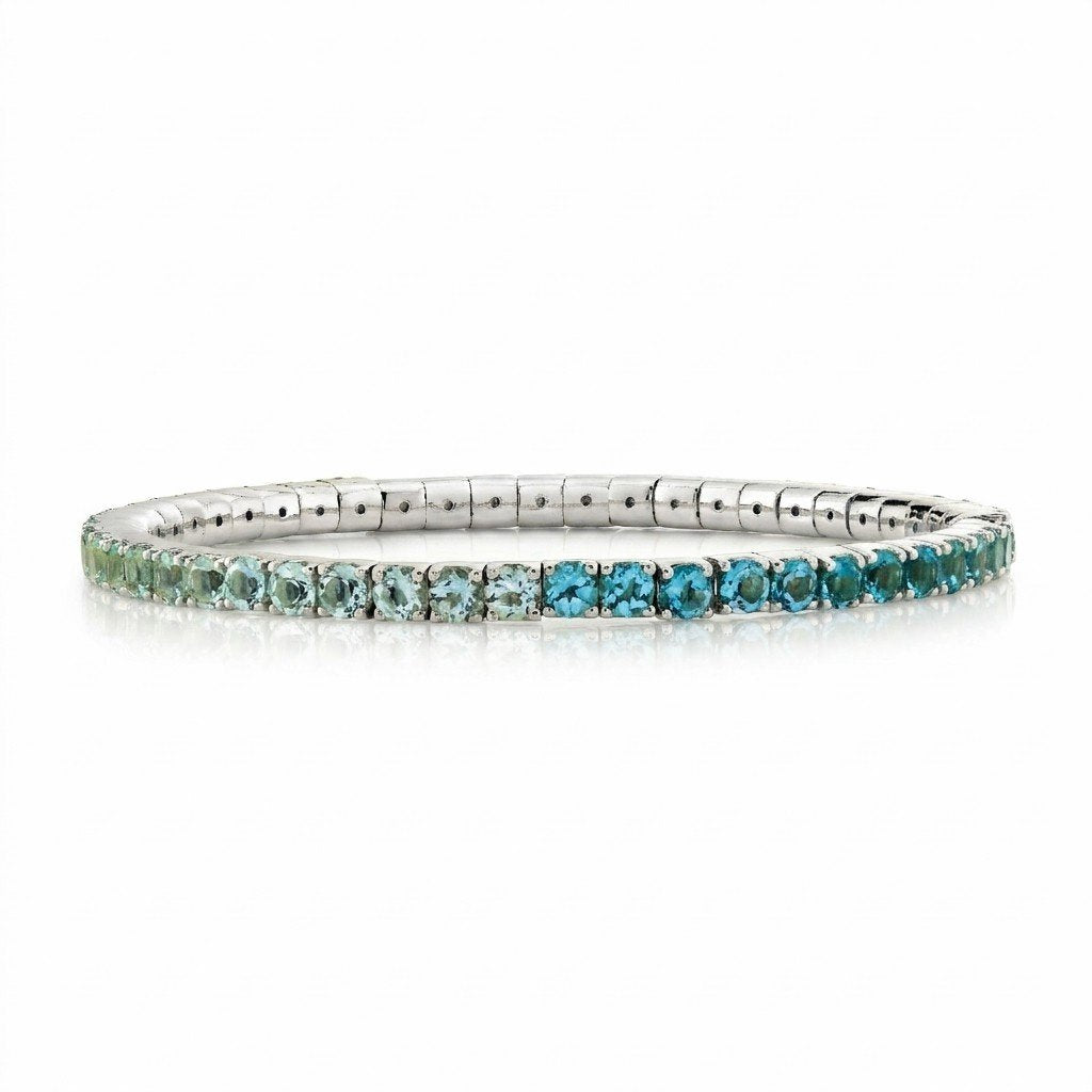 Sterling Silver Ombre Blue Topaz Stretch Tennis Bracelet