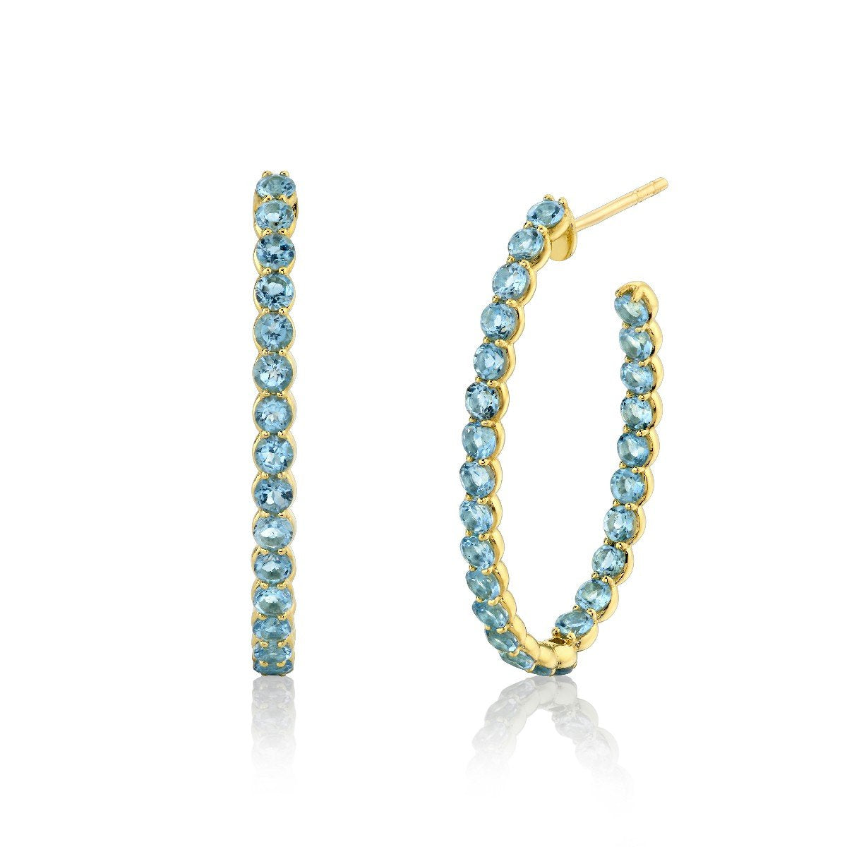 Prong Set Swiss Blue Topaz 30mm Hoops