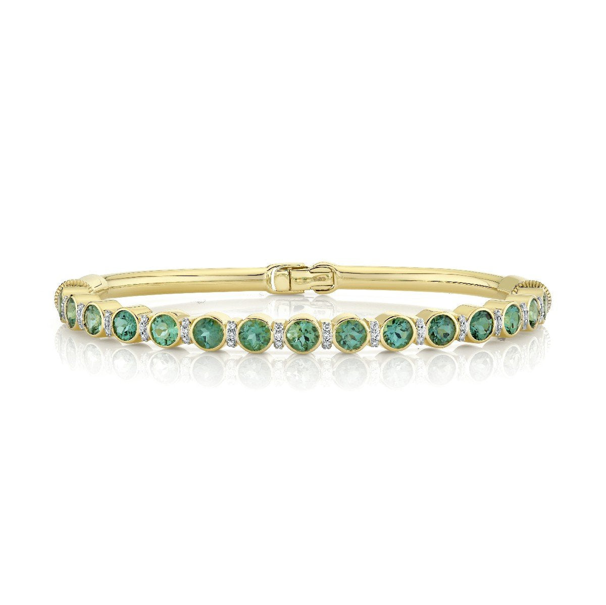 Blue Green Tourmaline And Diamond Bracelet