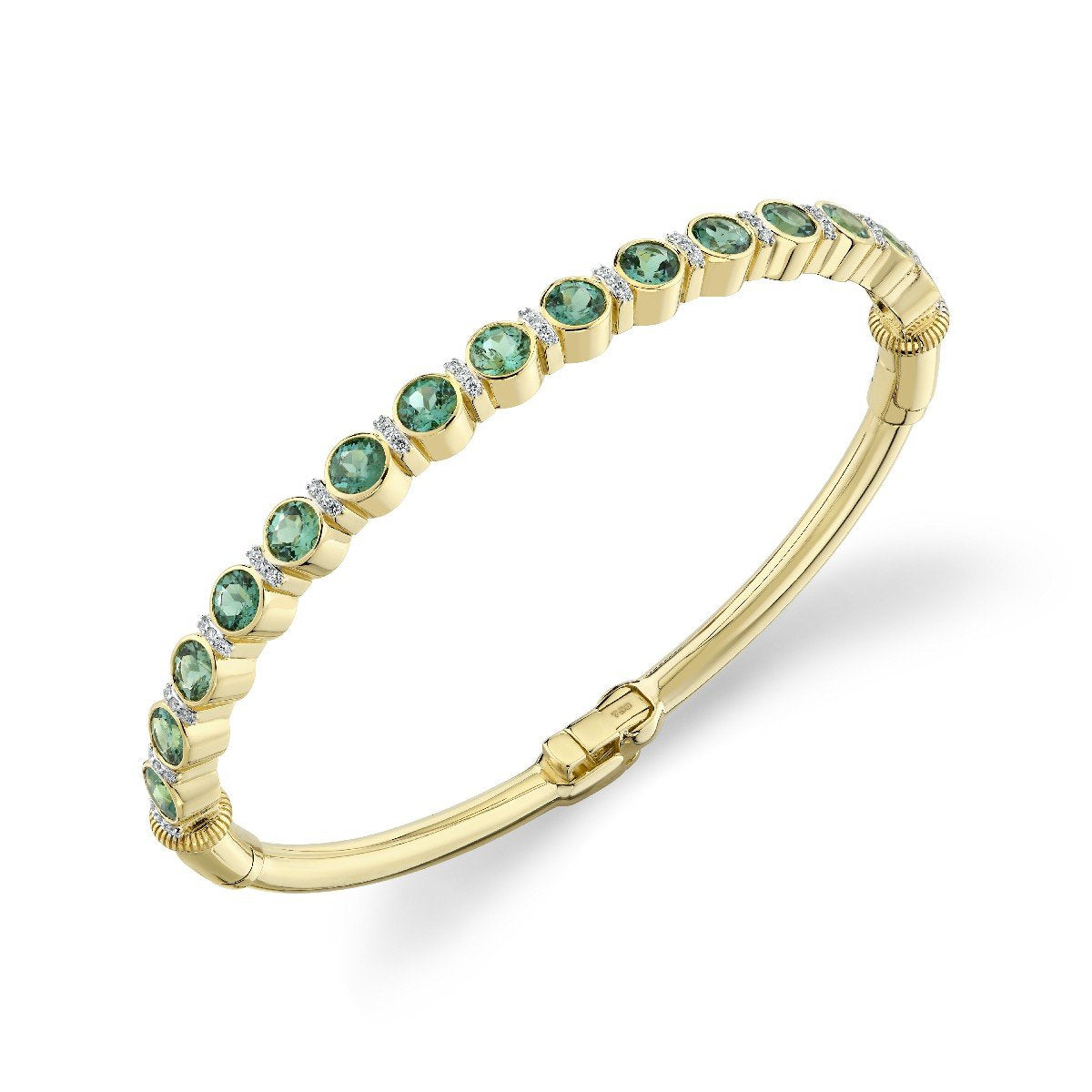 Blue Green Tourmaline And Diamond Bracelet