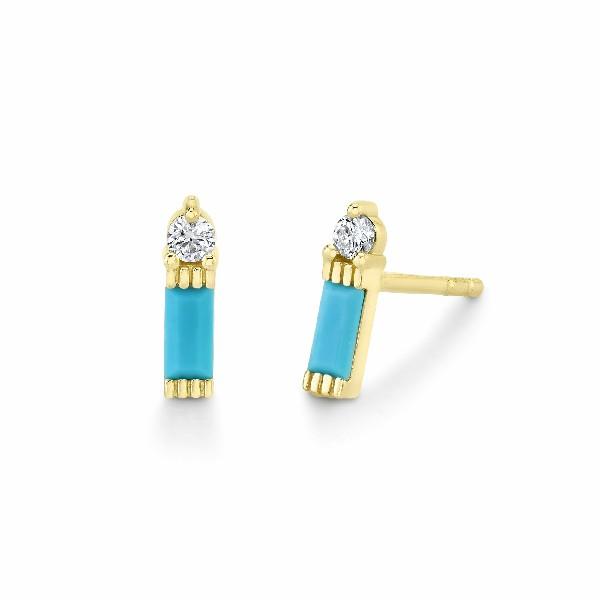 Turquoise And Diamond Stud