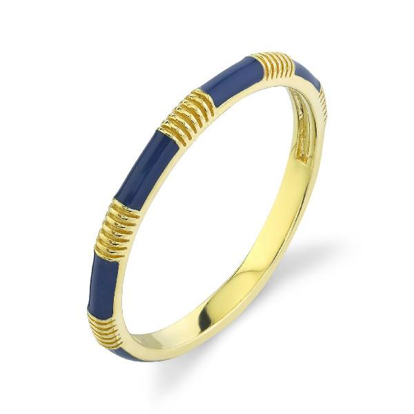 Blue Enamel Band With Strie Detail