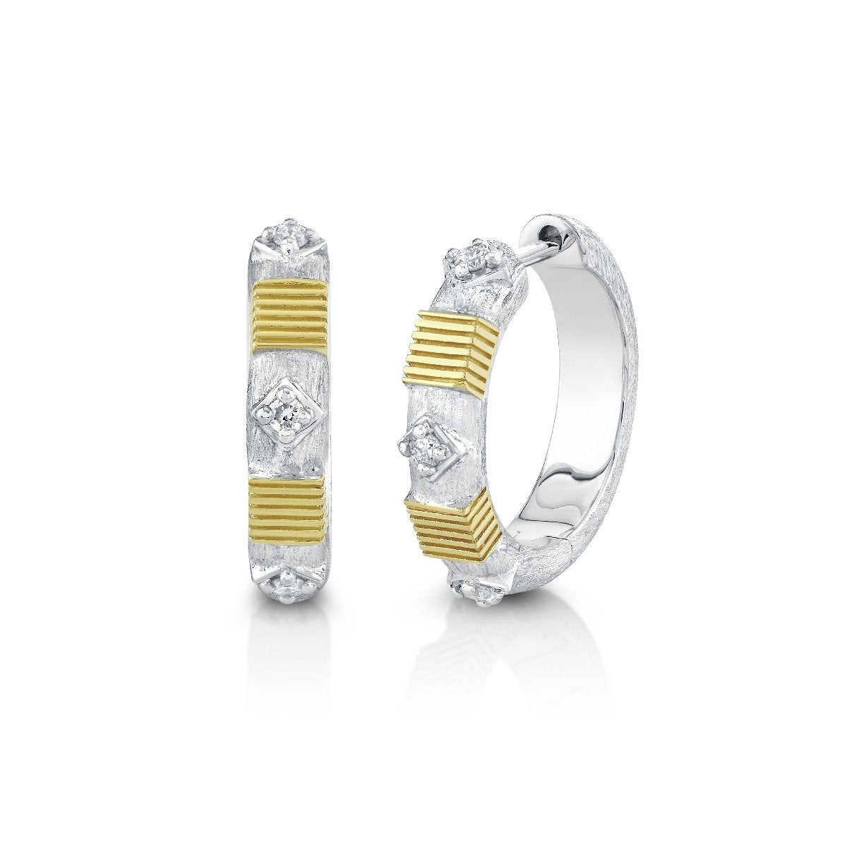 12mm Mix Metal Diamond Hoops