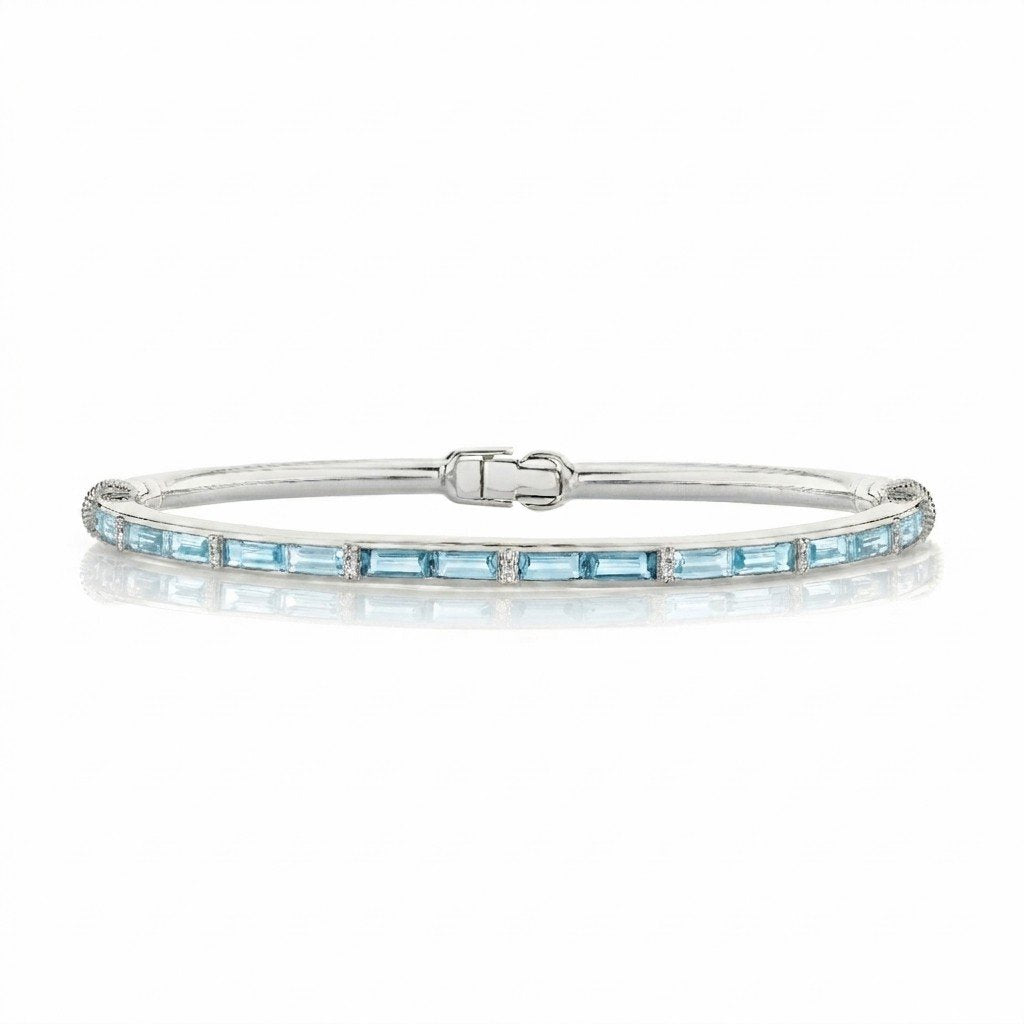 Sky Blue Topaz Baguette Sterling Silver Bracelet