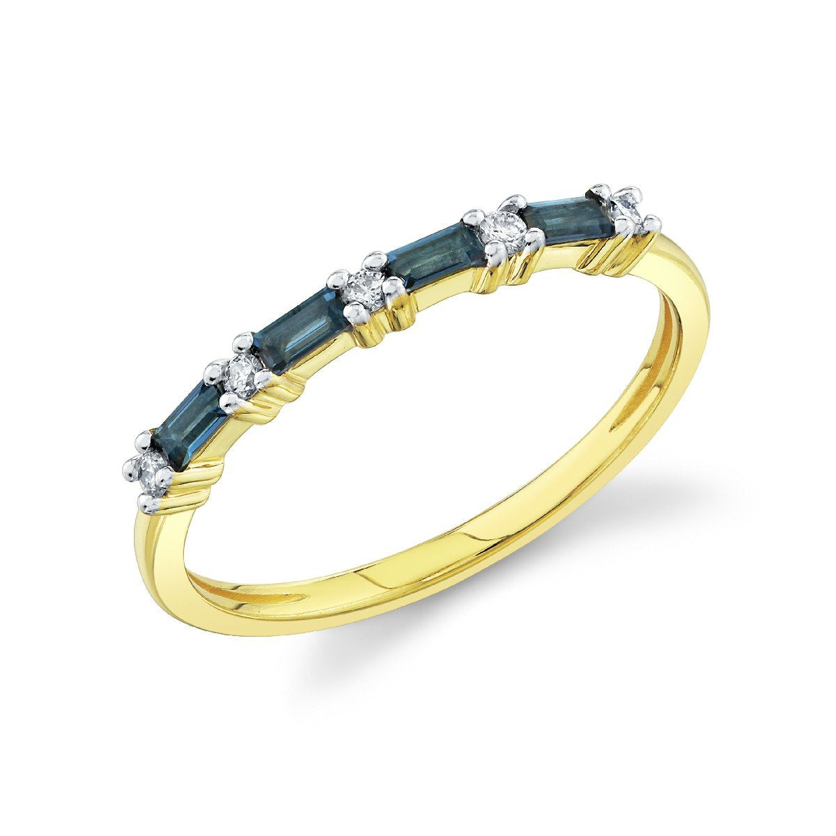 London Blue Topaz Baguette Band With Diamonds