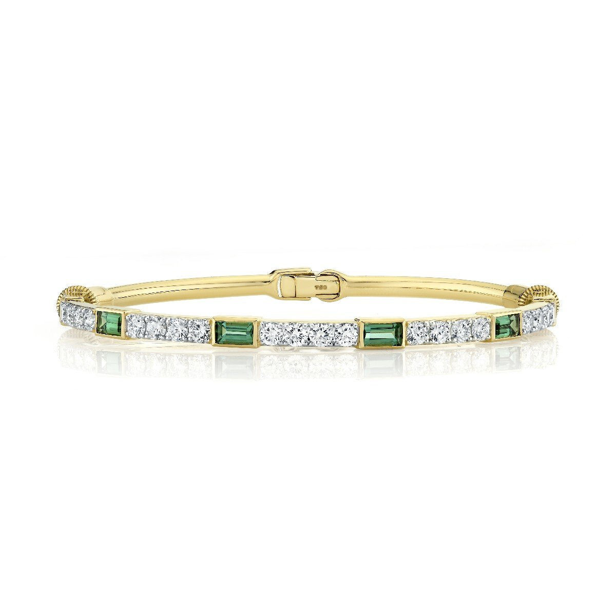 Blue Green Tourmaline And Diamond Bracelet