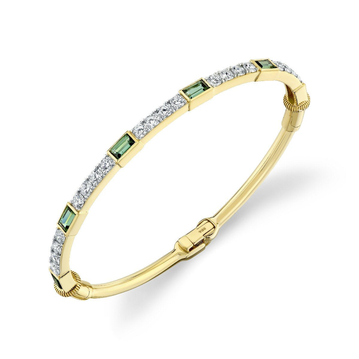 Blue Green Tourmaline And Diamond Bracelet