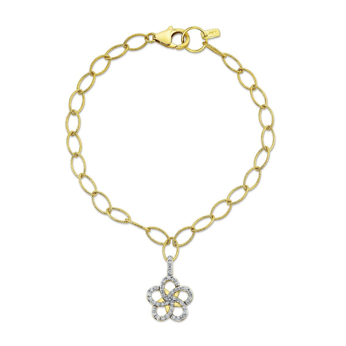 Diamond Flower Link Bracelet