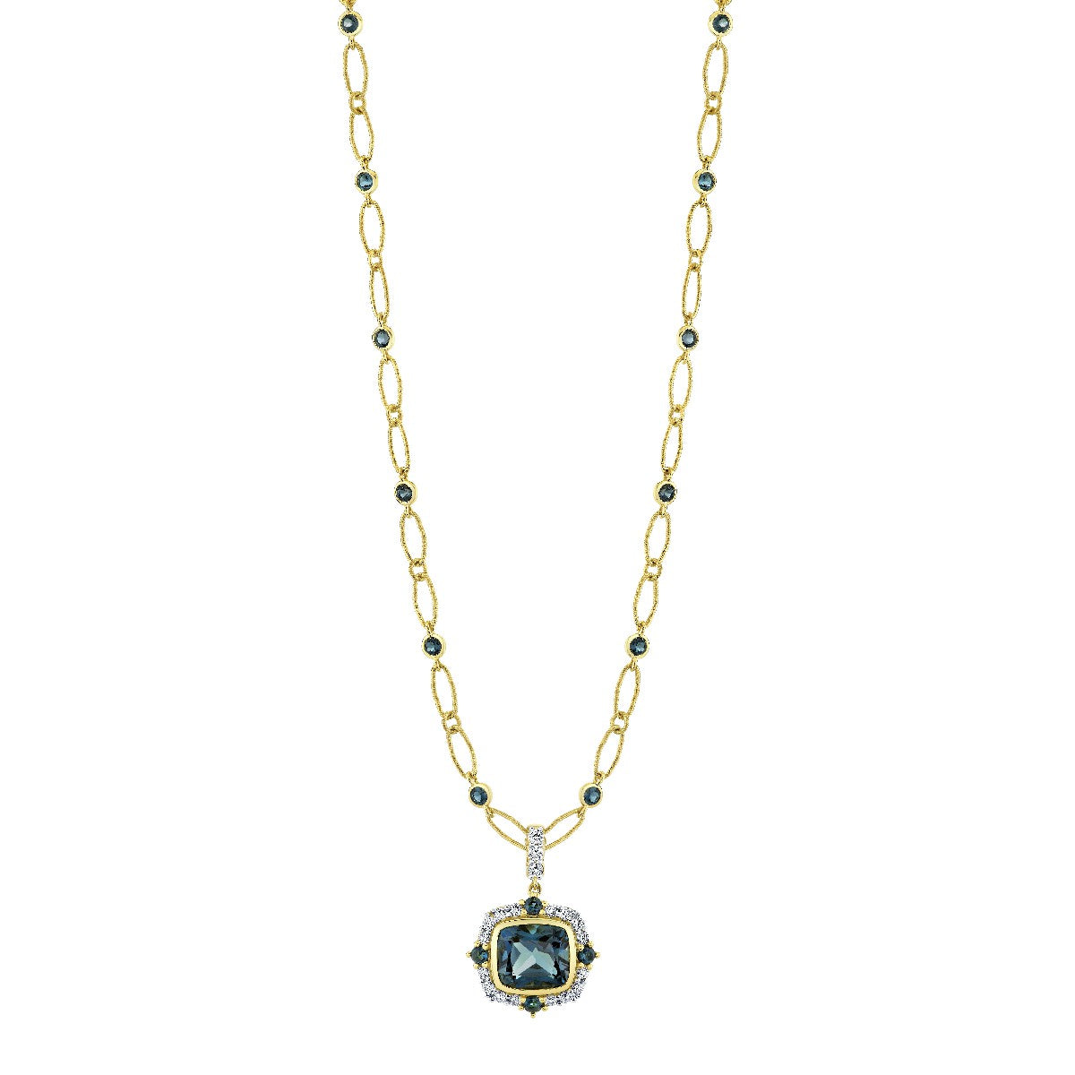 London Blue Topaz And Diamond Pendant