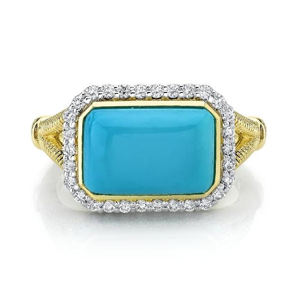 Turquoise Ring With Diamond Halo