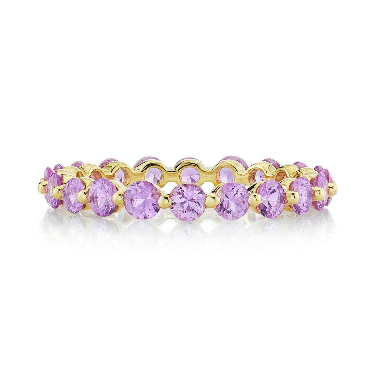 Pink Sapphire Eternity Band With Prong Spacers