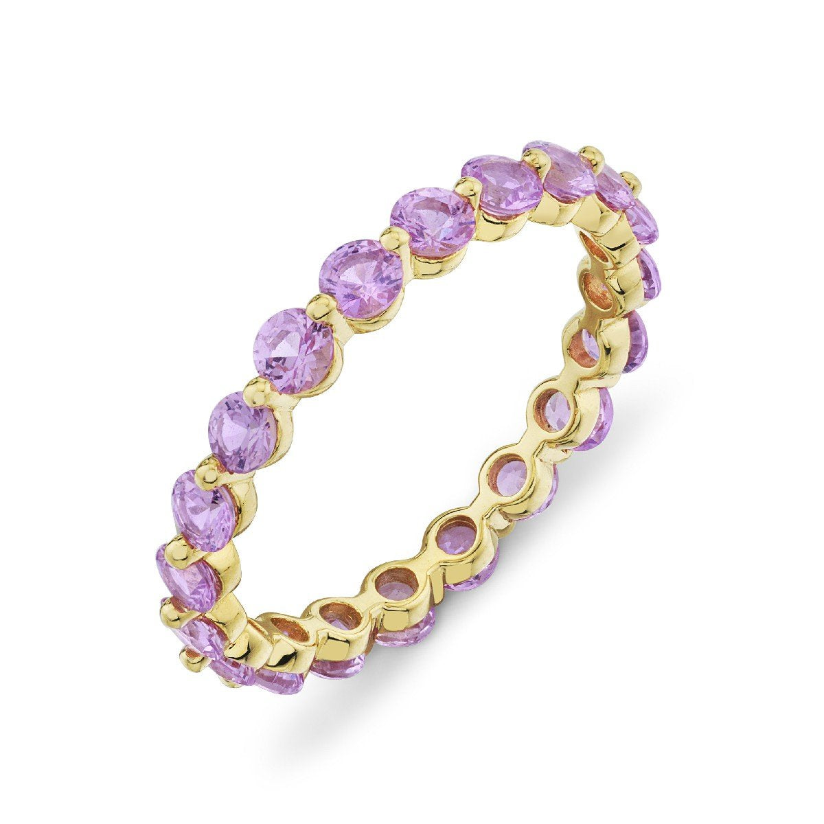 Pink Sapphire Eternity Band With Prong Spacers