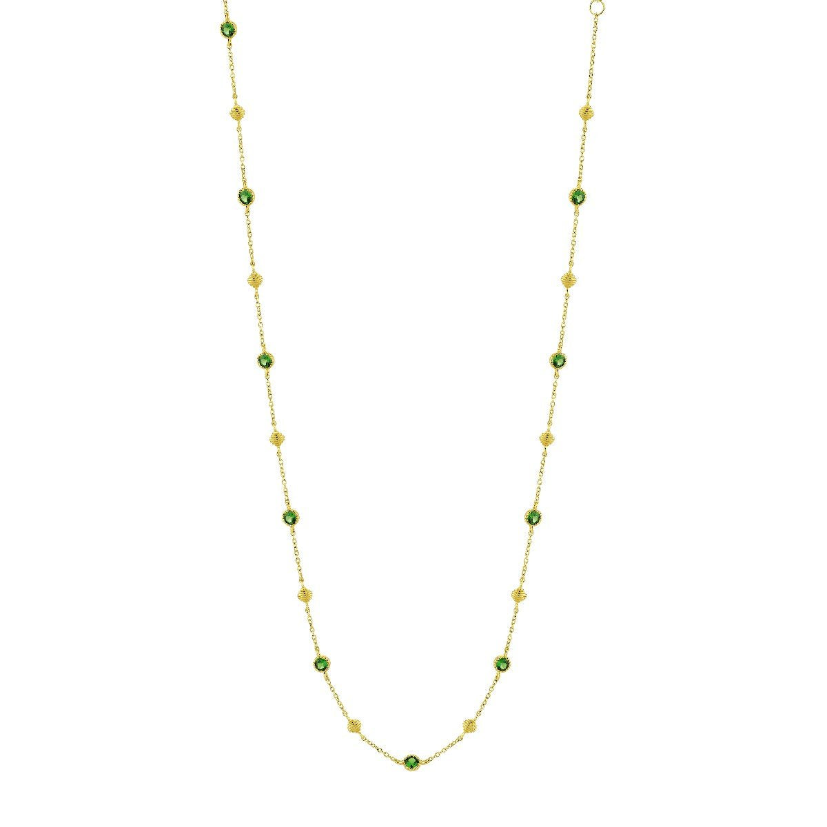 Tsavorite Chain With Strie Cushions