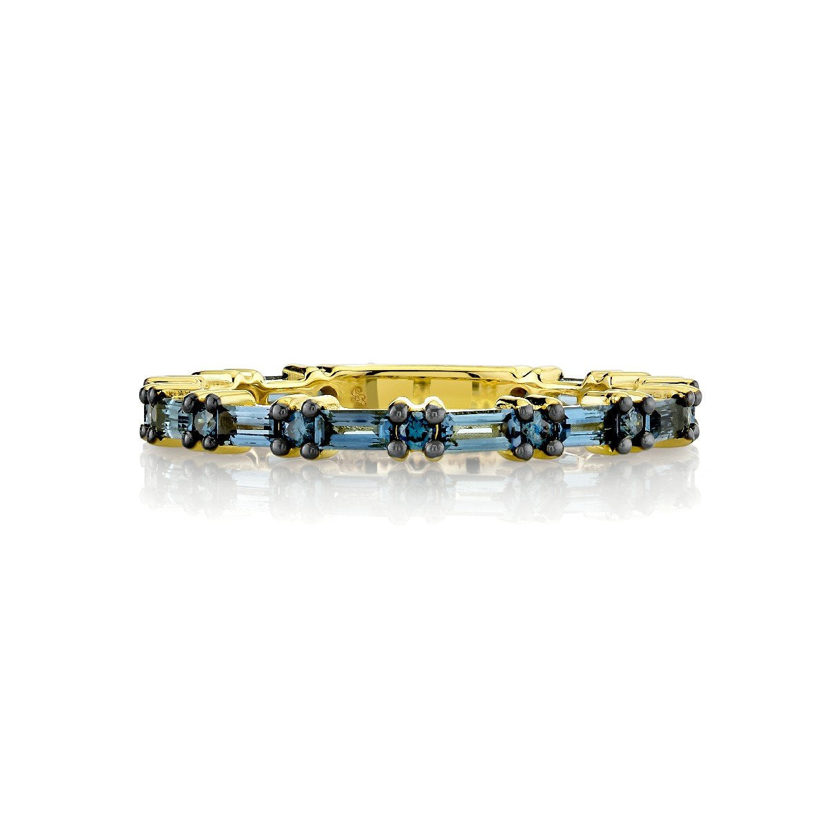 London Blue Topaz Baguette Band With Blue Diamonds