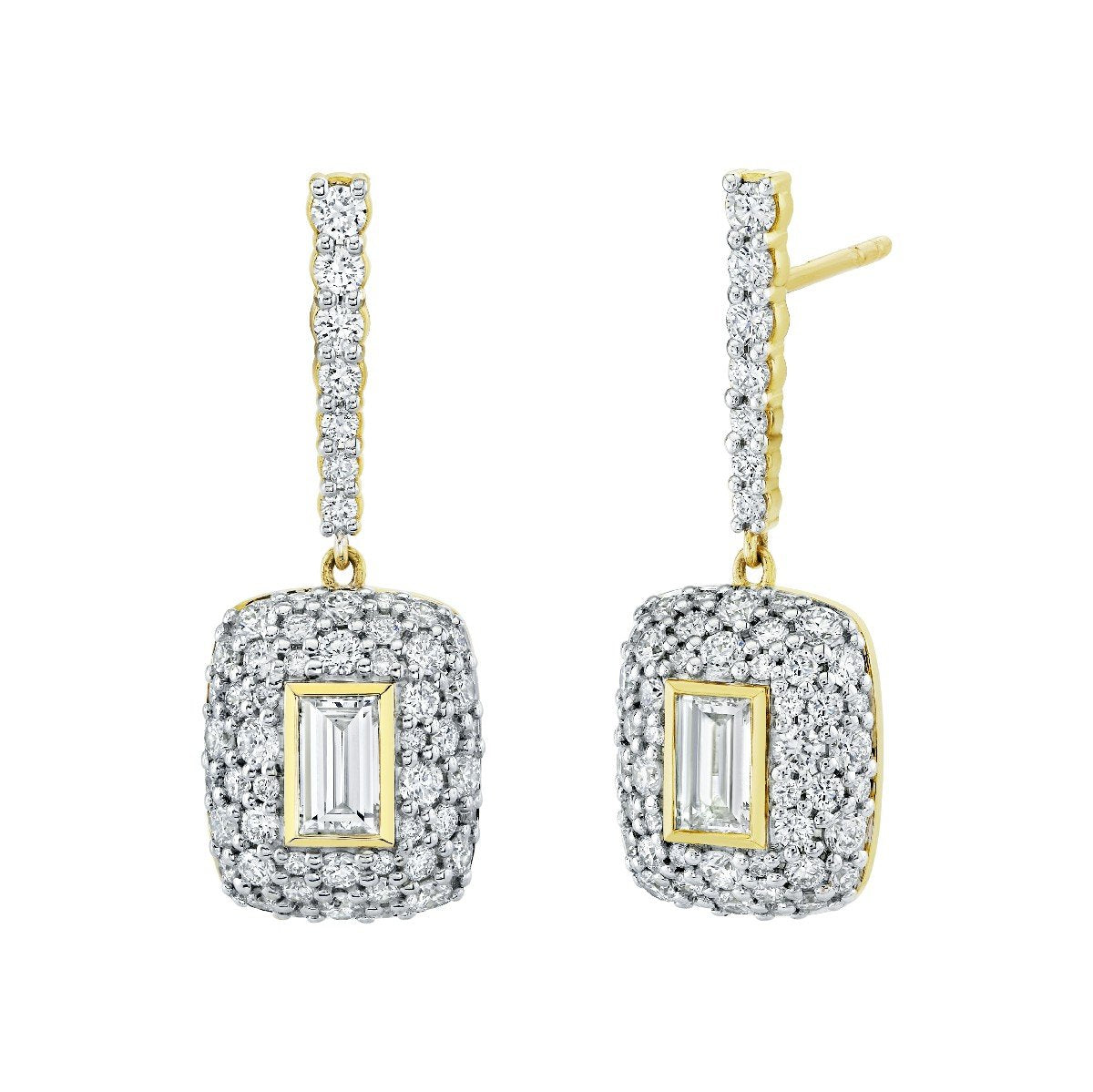 Diamond Baguette Earrings With Pave