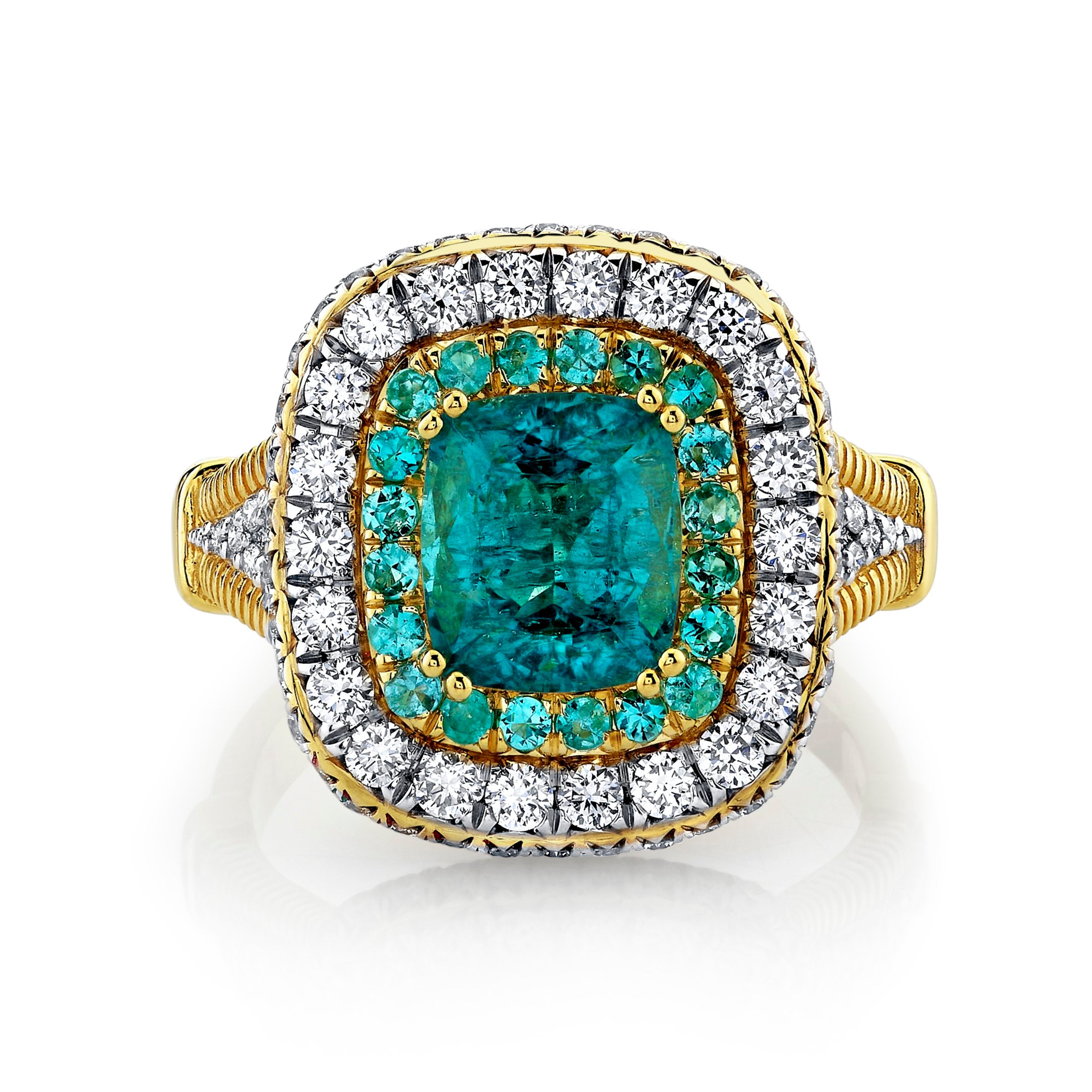 Paraiba And Diamond Ring