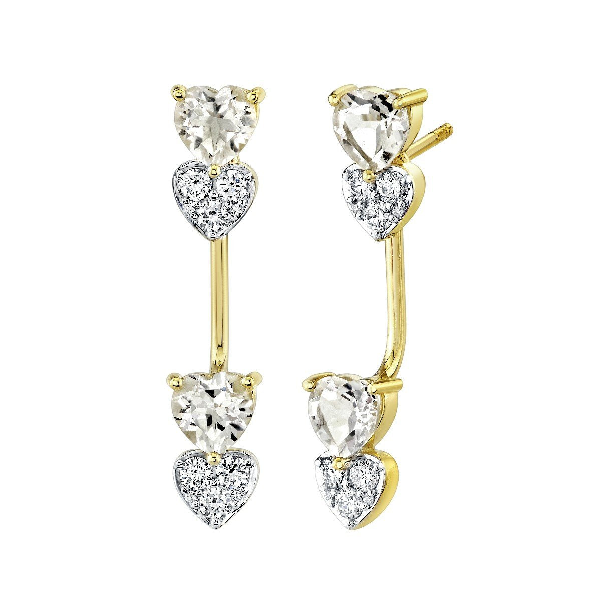 Heart White Topaz & Diamond Earrings