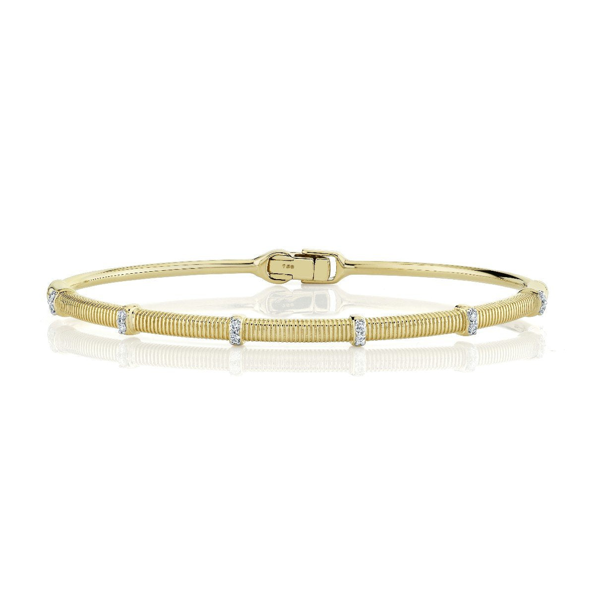Gold Strie And Diamond Bracelet