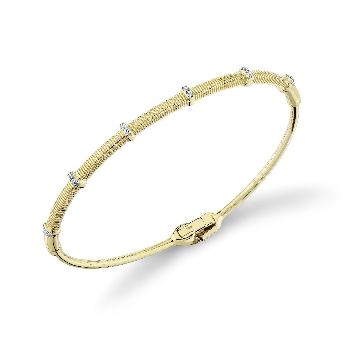 Gold Strie And Diamond Bracelet