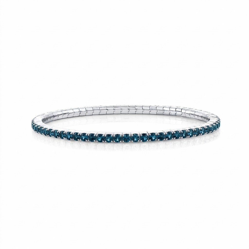 Sterling Silver London Blue Topaz Stetch Tennis Bracelet
