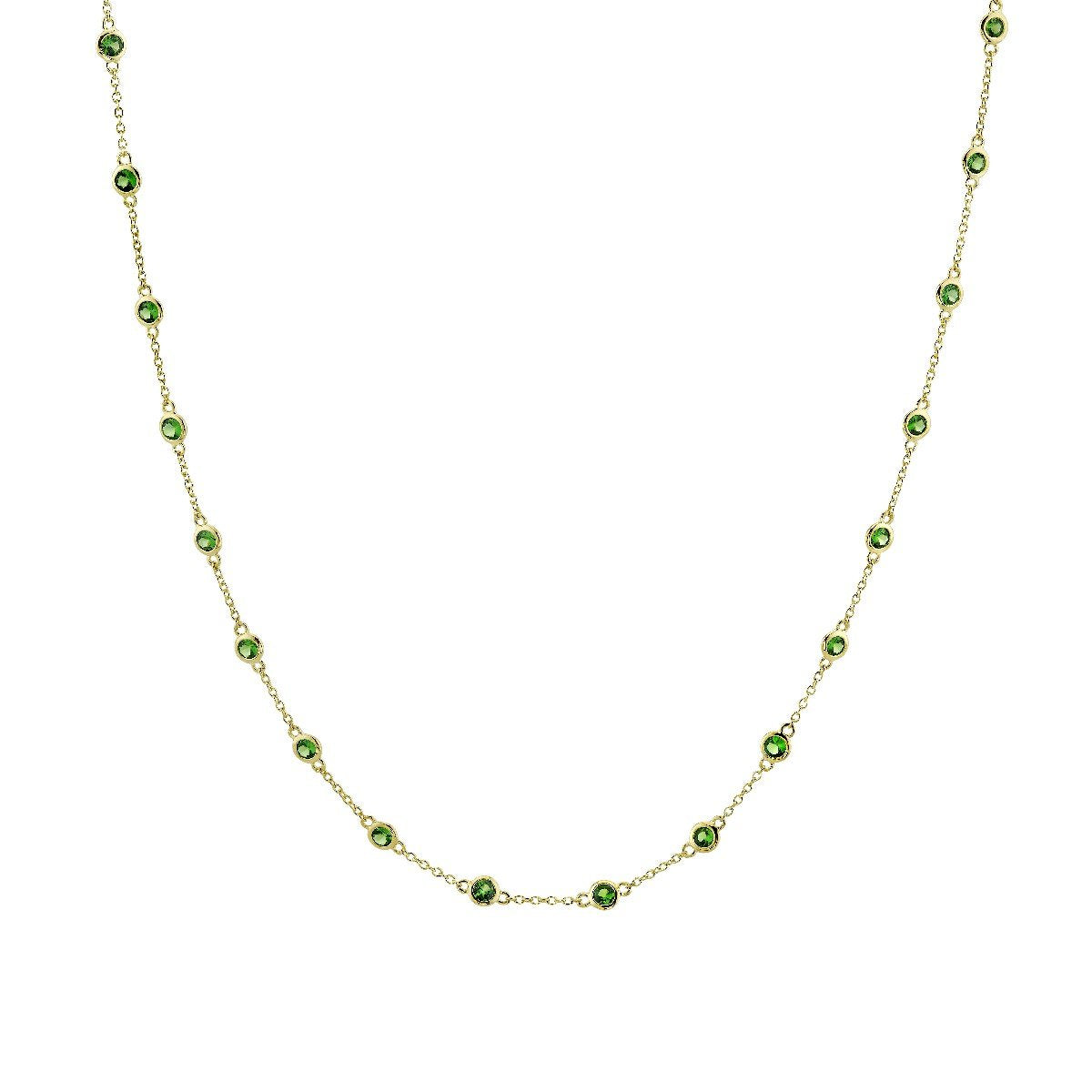 Bezel Set Tsavorite Necklace