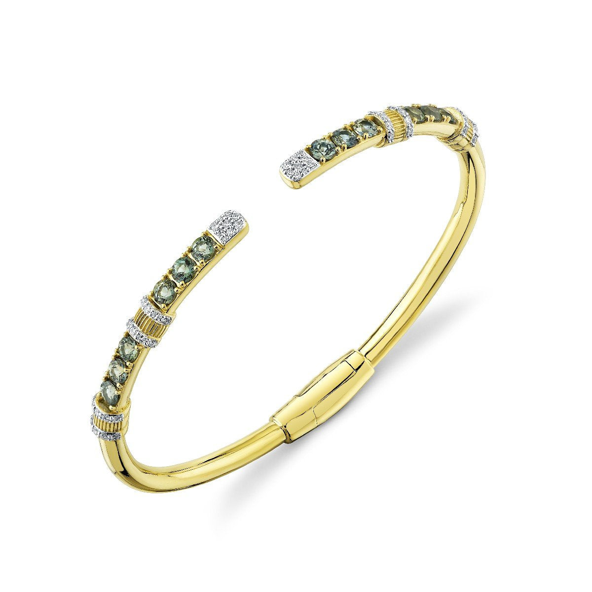 Stretch Green Sapphire Bracelet With Diamonds