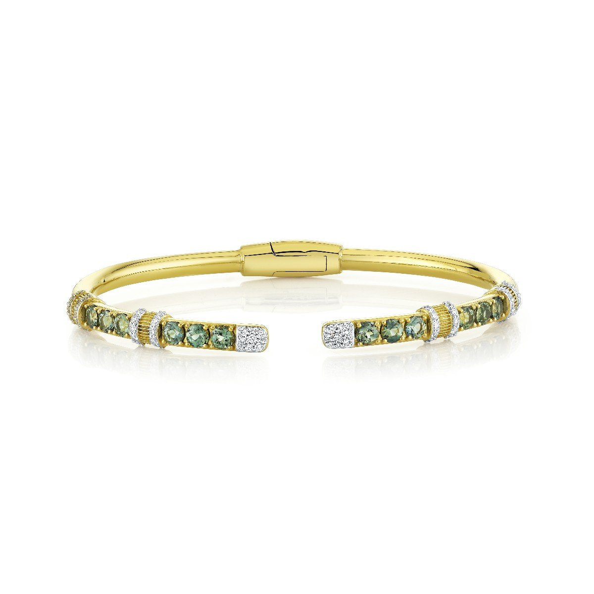 Stretch Green Sapphire Bracelet With Diamonds