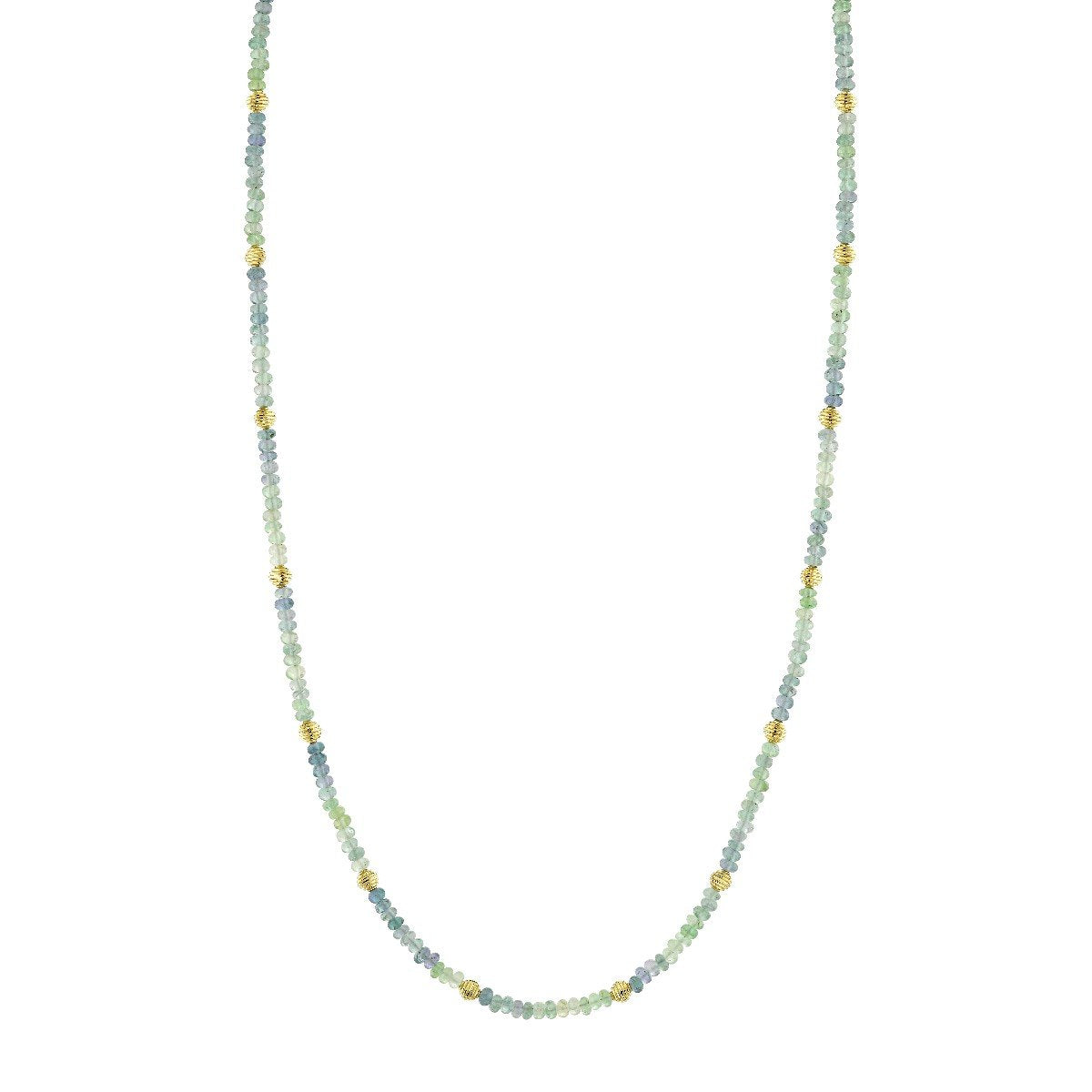 Kornerupine Bead Necklace With Gold Strie Stations
