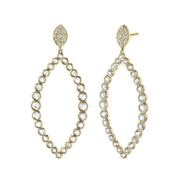 Rose Cut Diamond Marquise Earrings