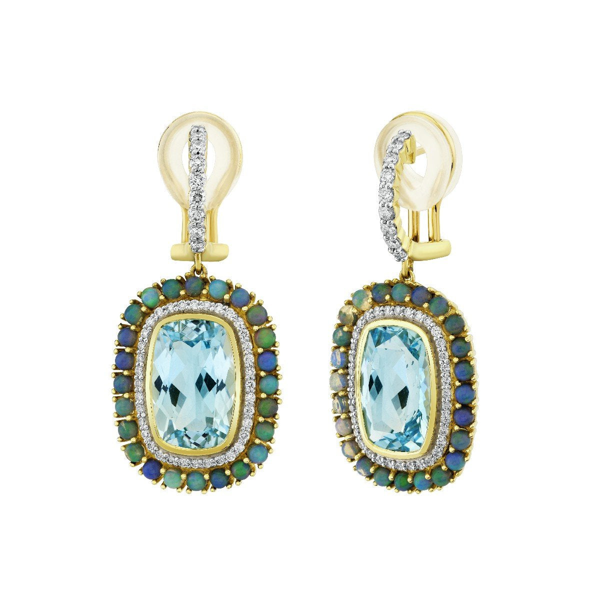 Blue Topaz And Opal Earrings
