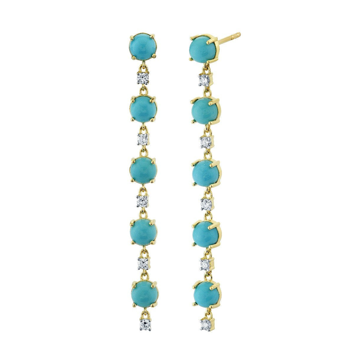 Turquoise And Diamond Drop Earrings