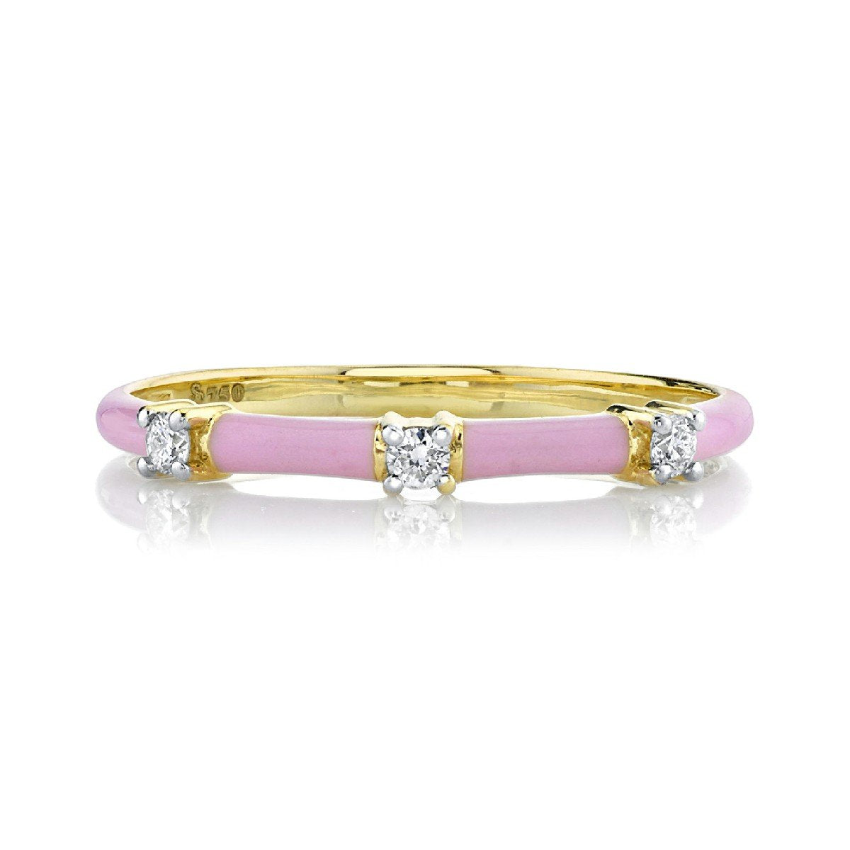 Pink Enamel And Diamond Band