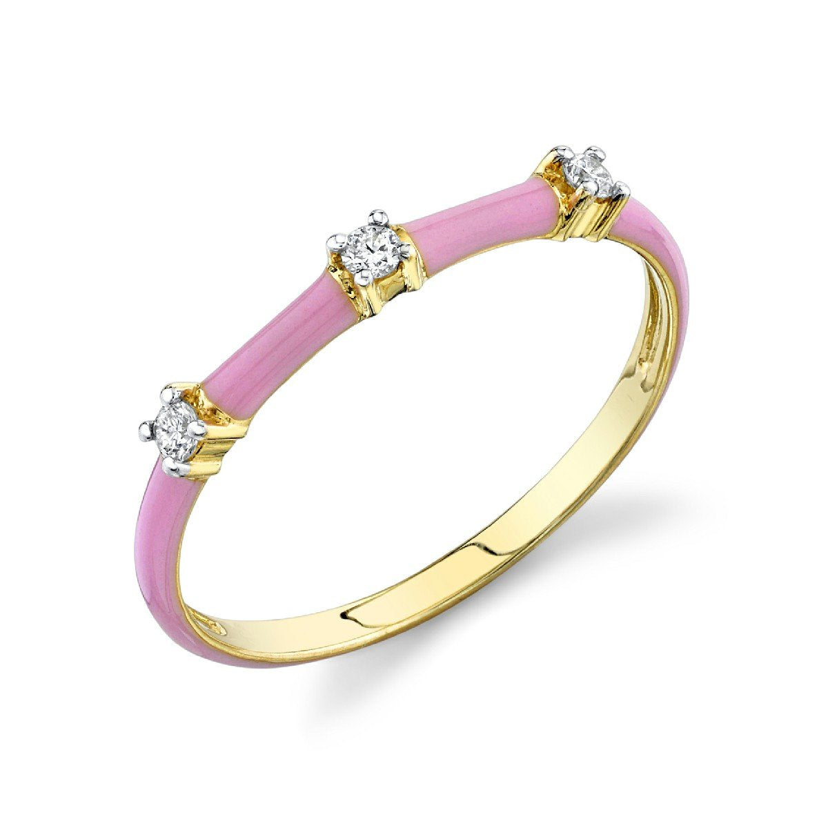 Pink Enamel And Diamond Band