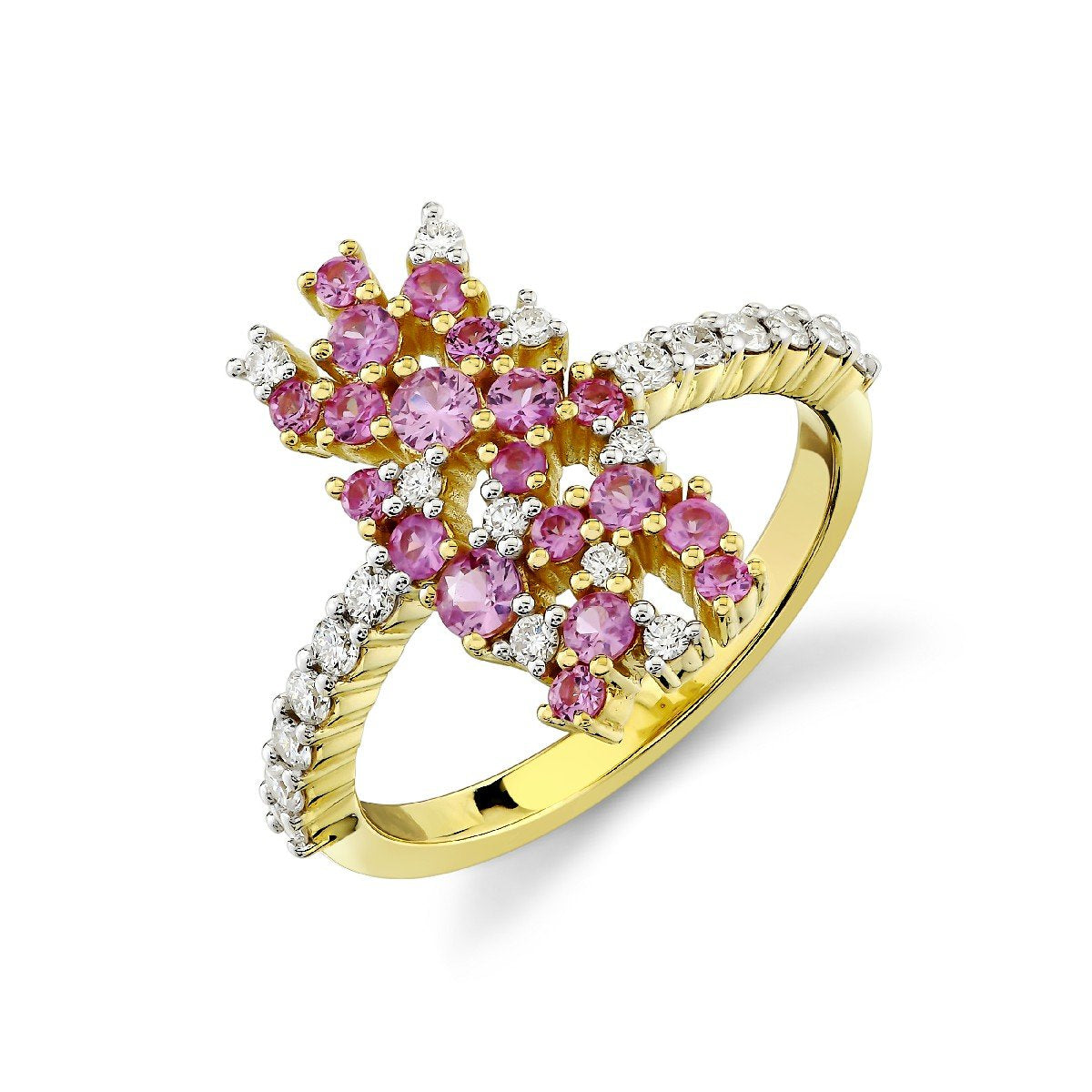 Pink Sapphire And Diamond Scattered Ring